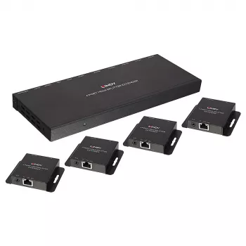 Lindy 70m Cat.6 4 Port HDMI un IR Sadalītājs-Paplašinātājs ar Cilpas Izeju