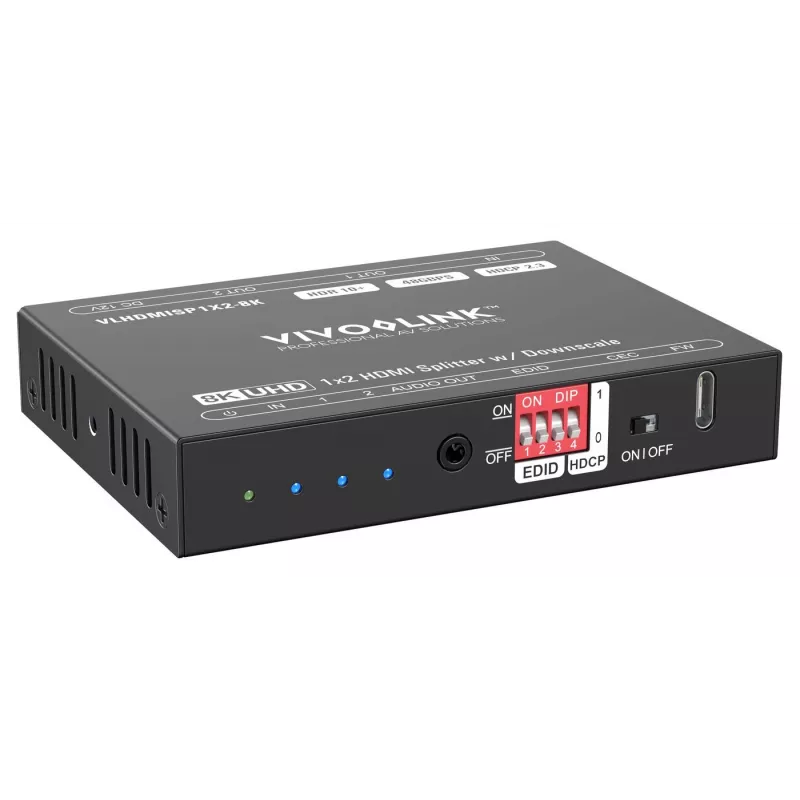 HDMI sadalītājs VivoLink VLHDMISP1X2-8K 1x2, atbalsta līdz 8K@60Hz