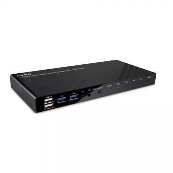 Lindy 4 Portu HDMI 4K60, USB 3.0 un Audio KVM Slēdzis
