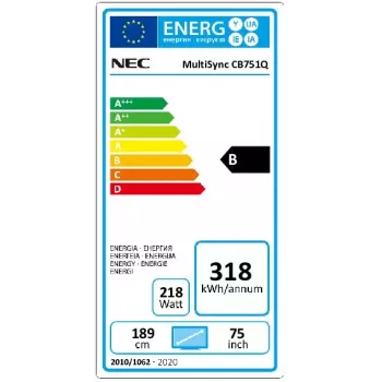 NEC CB751Q interaktīvais displejs 190.5 cm (75 collas) LED 350 cd/m² 4K Ultra HD Melns Skārienekrāns 12/7