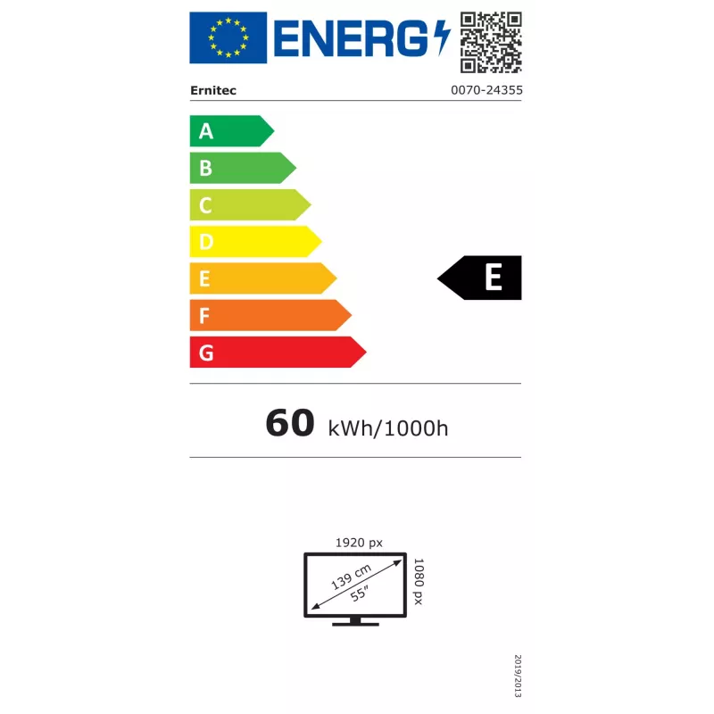 Ernitec 0070-24355 Digitālās izkārtnes displejs 55 collu LCD 4K Ultra HD melns