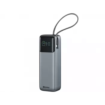 Pārnēsājams akumulators SANDBERG All-in1 Powerbank 20000 PD 130W — 20000 mAh, LiPo, USB-A 1x, USB-C 1x, 130 W, melns/pelēks
