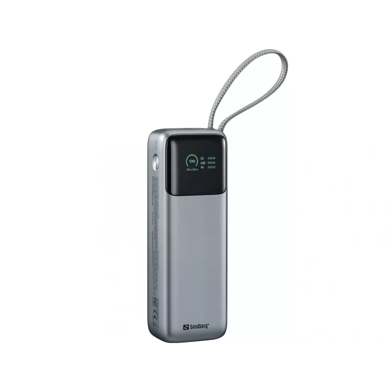 Pārnēsājams akumulators SANDBERG All-in1 Powerbank 20000 PD 130W — 20000 mAh, LiPo, USB-A 1x, USB-C 1x, 130 W, melns/pelēks