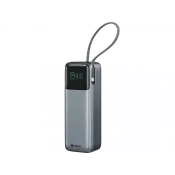 Powerbank SANDBERG All-in1 27000 PD 240W — 27000 mAh LiPo, 240W izeja, 1× USB-A, 1× USB-C, 3.6V — Melns/Pelēks