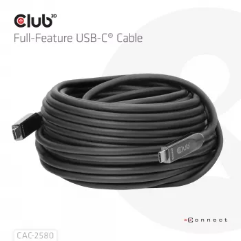 CLUB3D CAC-2580 15m USB-C kabelis / 8K60Hz 10Gbps 60W