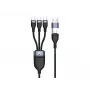 Conceptronic ETTA06B15C 3-in-1 100W ātrās uzlādes datu kabelis 1.5m, trīskāršs USB-C, USB 2.0, E-Mark