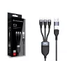 Conceptronic ETTA06B15C 3-in-1 100W ātrās uzlādes datu kabelis 1.5m, trīskāršs USB-C, USB 2.0, E-Mark