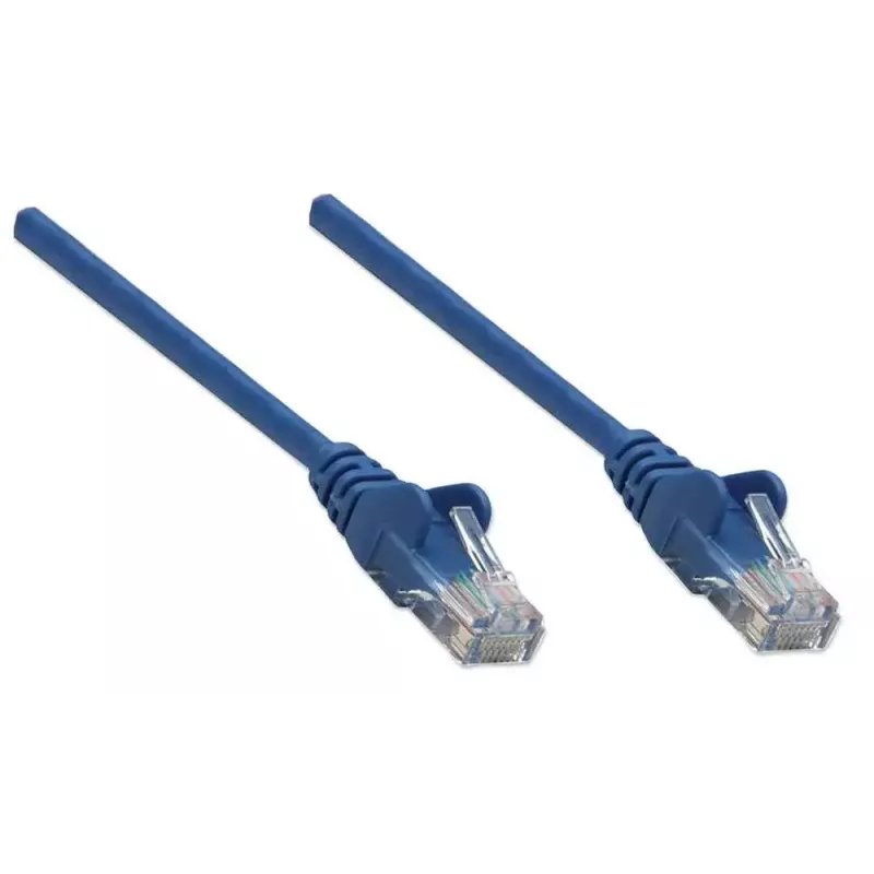 Intellinet tīkla vads Cat5e, 1m, zils, CCA, U/UTP, PVC, RJ45, zeltīti kontakti, aizsargvāciņš, mūža garantija