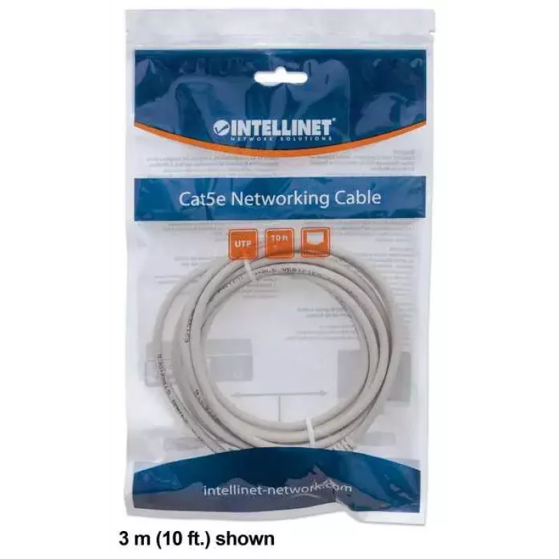 Intellinet tīkla vads, Cat6, 1,5 m, Pelēks, CCA, U/UTP, PVC, RJ45, Apzeltīti kontakti, Bez aizķeršanās, Aizsargvāciņš, Mūža garantija