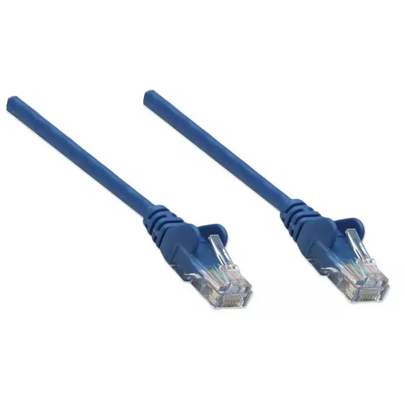 Intellinet Cat5e tīkla kabelis, 3m, zils, CCA, U/UTP, PVC, RJ45, zeltīti kontakti, bez aizķeršanās, ar aizsargvāciņu, mūža garantija
