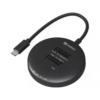 Sandberg USB3.2 Cloner Dock NVMe M.2 SSD, melns, 20 Gbit/s