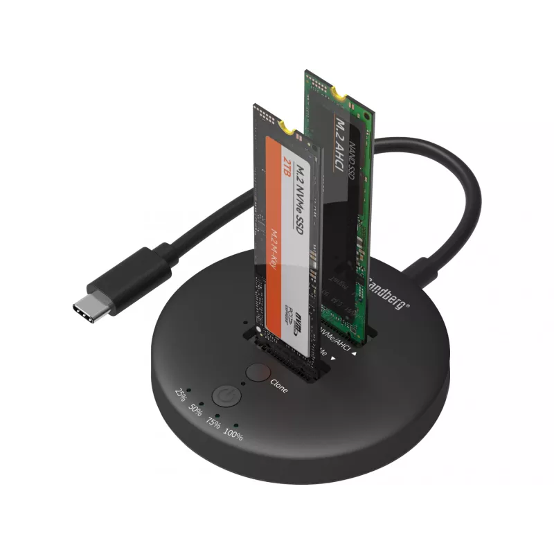 Sandberg USB3.2 Cloner Dock NVMe M.2 SSD, melns, 20 Gbit/s