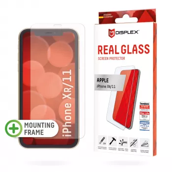 Displex Displeja aizsargstikls (10H) Apple iPhone XR/11, Eco montāžas rāmis, rūdīts stikls, izturīgs pret skrāpējumiem, saderīgs ar maciņiem