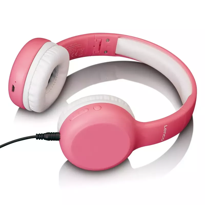 Lenco HPB-110PK bērnu Bluetooth austiņas ar skaļuma ierobežotāju (rozā)