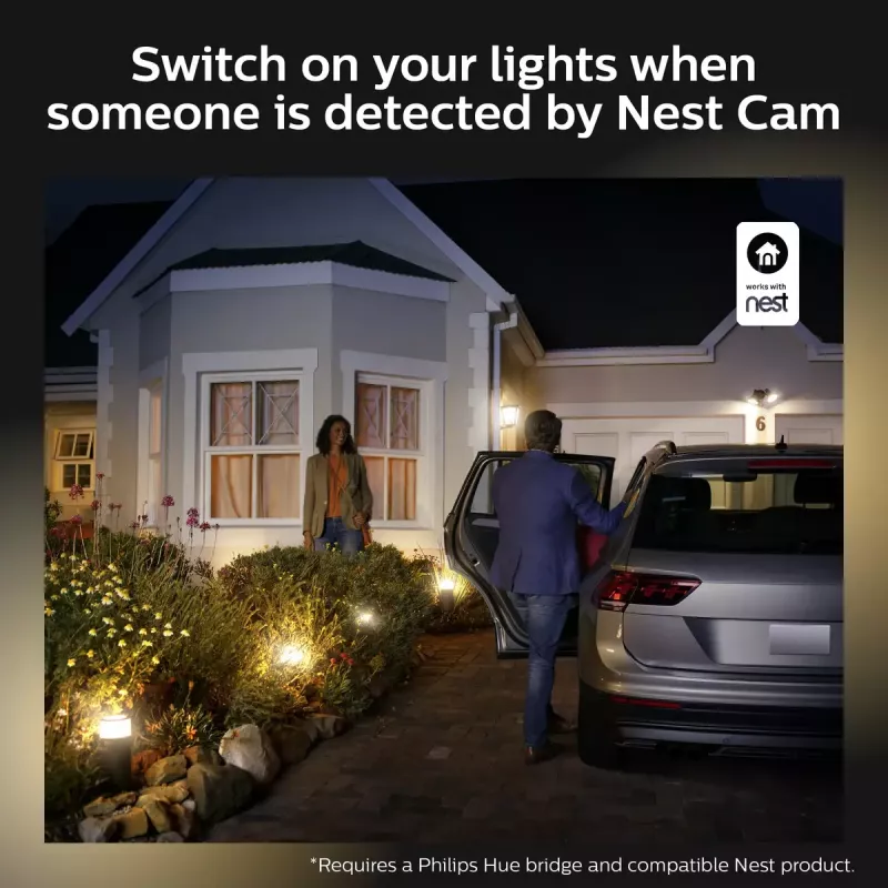 Philips Hue White Welcome Floodlight āra viedā sienas lampa, 20.5W LED, melna