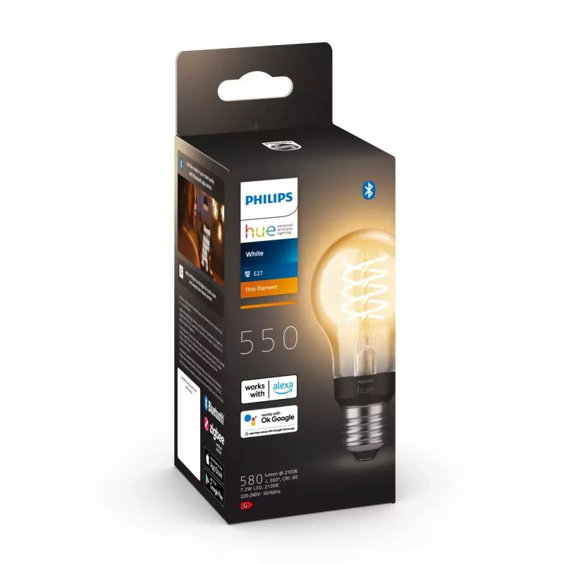 Philips Hue White E27 viedā kvēldiega spuldze, 550 lm