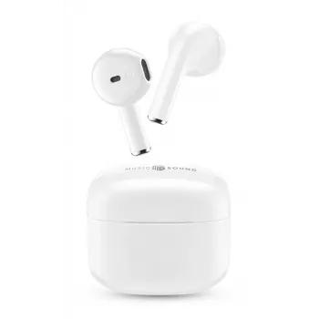 Music Sound SWAG kapsulas formas Bluetooth austiņas (baltas)