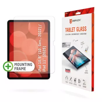 Displex Tablet Glass (9H) Apple iPad 10,9 collu (10. paaudze, 2022)/11 collu (2025) — nesalaužams stikls ar Eco montāžas rāmi