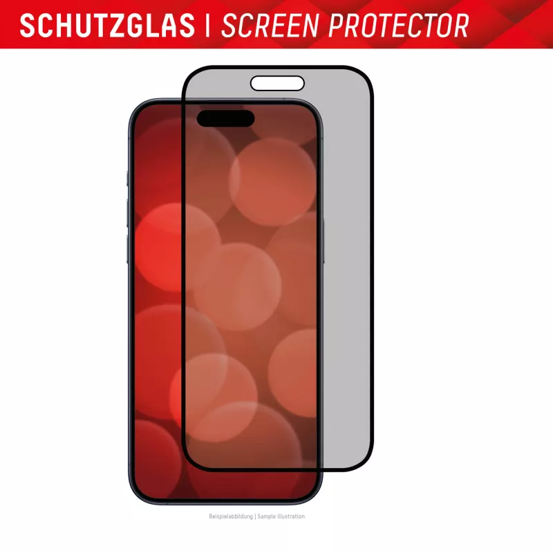 Displex Privātuma aizsargstikls (10H) Apple iPhone 15/15 Pro, ar Eco montāžas rāmi, privātuma filtrs