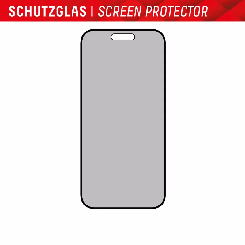 Displex Privātuma aizsargstikls (10H) Apple iPhone 15/15 Pro, ar Eco montāžas rāmi, privātuma filtrs