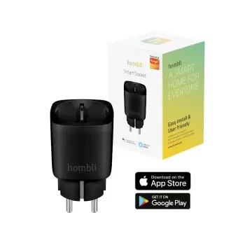 Viedā kontaktligzda Hombli Smart Socket EU Black — Wi‑Fi, 220–250V, 3.68kW