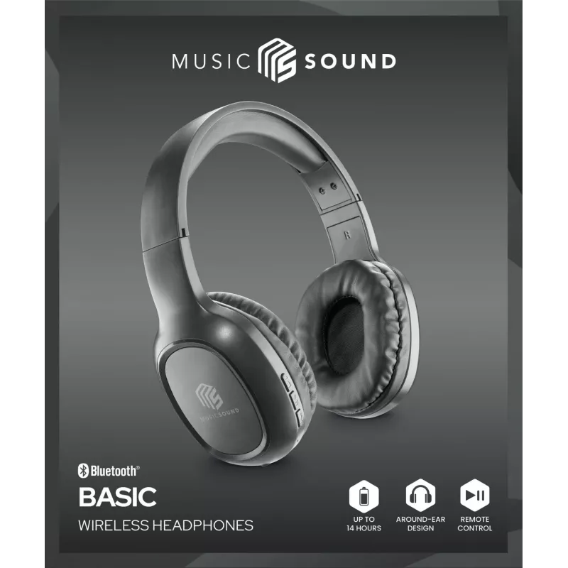 Music Sound Basic Bluetooth austiņas ar mikrofonu un tālvadību