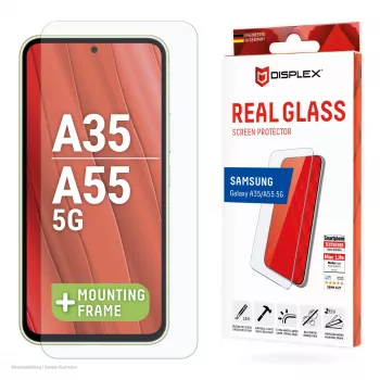 Displex ekrāna aizsargstikls (10H) Samsung Galaxy A35/A55 5G, Eco montāžas rāmis, izturīgs pret skrāpējumiem
