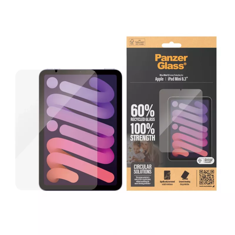 PanzerGlass® Ekrāna aizsargs iPad Mini 8.3'' (2021, 2024) | Ultra-Wide Fit