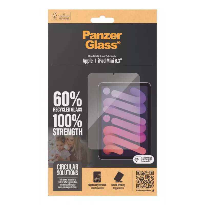 PanzerGlass® Ekrāna aizsargs iPad Mini 8.3'' (2021, 2024) | Ultra-Wide Fit