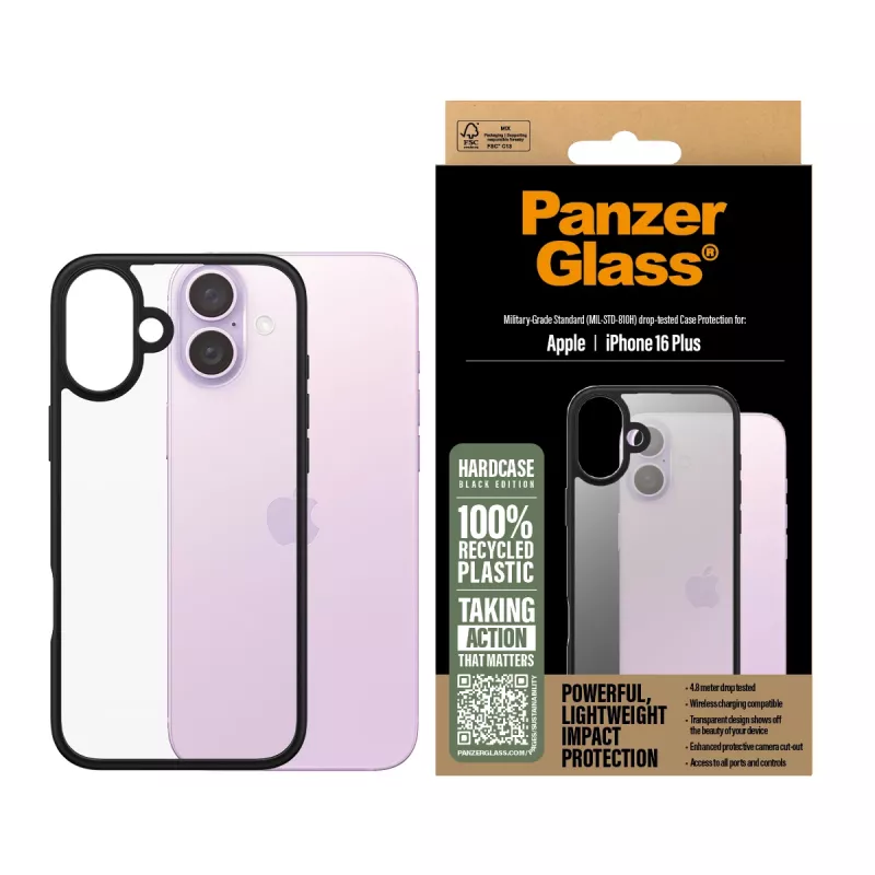 PanzerGlass HardCase 1297 melns telefona apvalks iPhone 16 Plus 6,7"