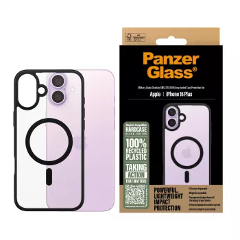 PanzerGlass® HardCase Caurspīdīgs ar Melnu MagSafe & Rāmi iPhone 16 Plus