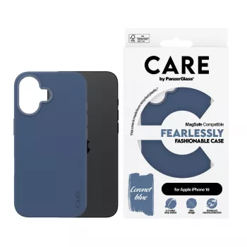PanzerGlass CARE by Fashionable Case Blue w. MagSafe iPhone 16 – caurspīdīgs aizsargmaciņš
