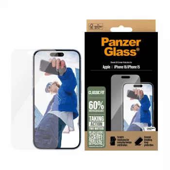 PanzerGlass® Ekrāna aizsargs iPhone 16 | 15 | Classic Fit