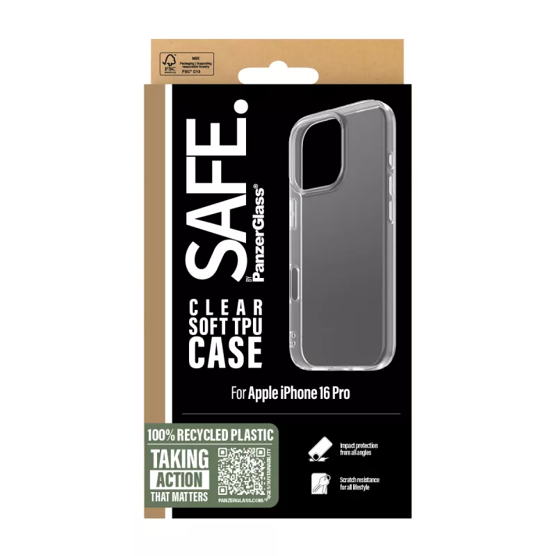 PanzerGlass SAFE. by ® TPU Macīgs Caurspīdīgs Vāciņš iPhone 16 Pro