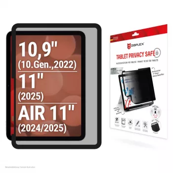 Displex TABLET PRIVACY SAFE noņemams 2-virzienu privātuma filtrs iPad 10,9 collu (10. paaudze) / iPad Air 11 collu (2024/2025)