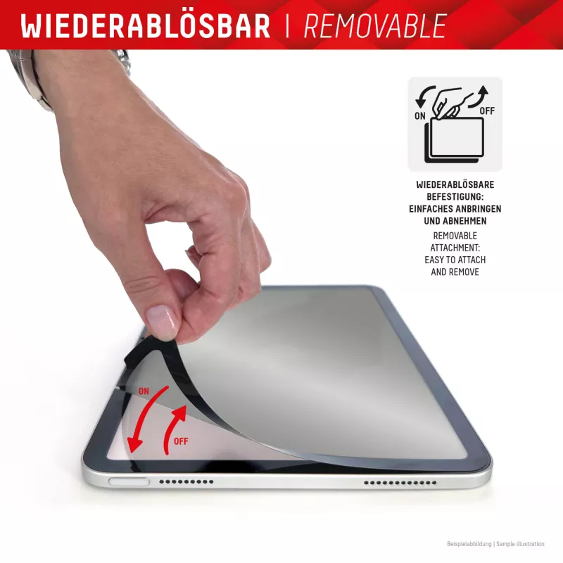 Displex TABLET PRIVACY SAFE noņemams 2-virzienu privātuma filtrs iPad 10,9 collu (10. paaudze) / iPad Air 11 collu (2024/2025)