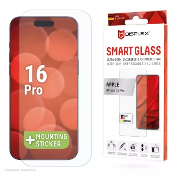 Displex Smart Glass (9H) Apple iPhone 16 Pro, uzstādīšanas uzlīme, nesalaužams