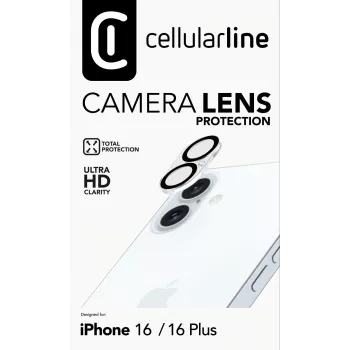 Cellularline Camera Lens aizsargs iPhone 16 - caurspīdīgs, triecienizturīgs