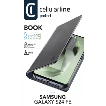 Cellularline Book Galaxy S24 FE grāmatveida maciņš ar kabatiņu kartei un magnētisku aizdari