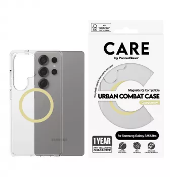 PanzerGlass CARE™ Urban Combat Case Caurspīdīgs Chardonnay Qi Samsung Galaxy S25 Ultra