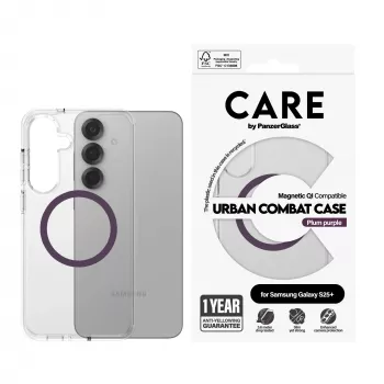 PanzerGlass CARE™ by ® Urban Combat Maciņš Caurspīdīgs ar Plūmju Purpura Krāsu Qi Savietojams Samsung Galaxy S25+