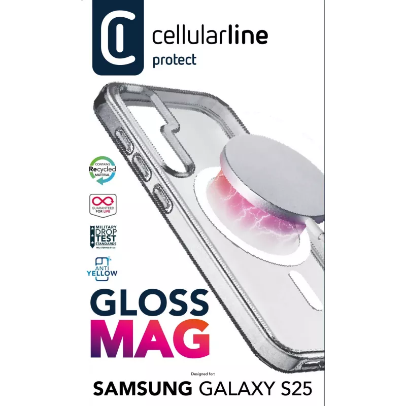 Cellularline Gloss Mag caurspīdīgs magnētiskais vāciņš Samsung Galaxy S25