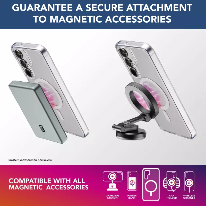 Cellularline Gloss Mag caurspīdīgs magnētiskais vāciņš Samsung Galaxy S25