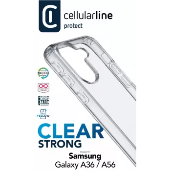 Cellularline Clear Protect cietais vāciņš ar gumijas malām Samsung Galaxy A36/A56
