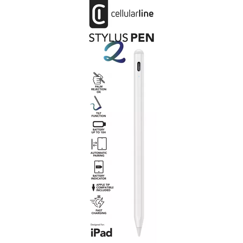 Cellularline Stylus Pen irbulis iPad ierīcēm, balts