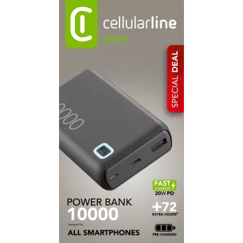Cellularline ESSENCE TURBO 10000 portatīvais lādētājs 10000mAh Power Delivery 20W