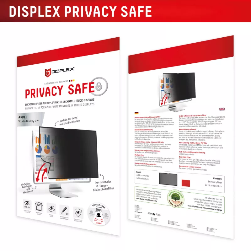 Displex PRIVACY SAFE noņemams 2-virzienu privātuma filtrs Studio Display 27 collām