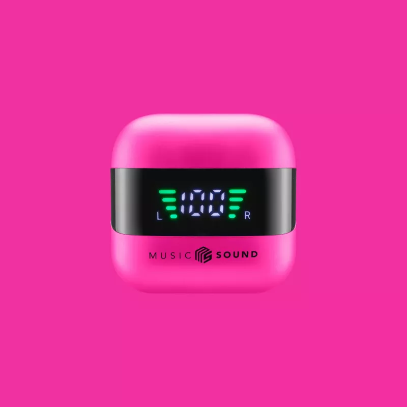 Music Sound SPARK TWS austiņas ar LED displeju, rozā