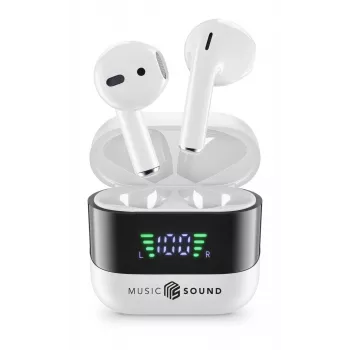 Music Sound SPARK TWS austiņas ar LED displeju, baltas