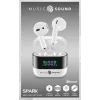 Music Sound SPARK TWS austiņas ar LED displeju, baltas